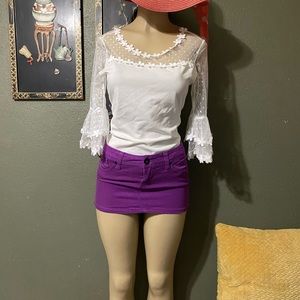 Polka dot lace bell shirt